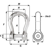 Wichard SelfLocking Allen Head Pin Bow Shackle  12mm Diameter  1532 1346W