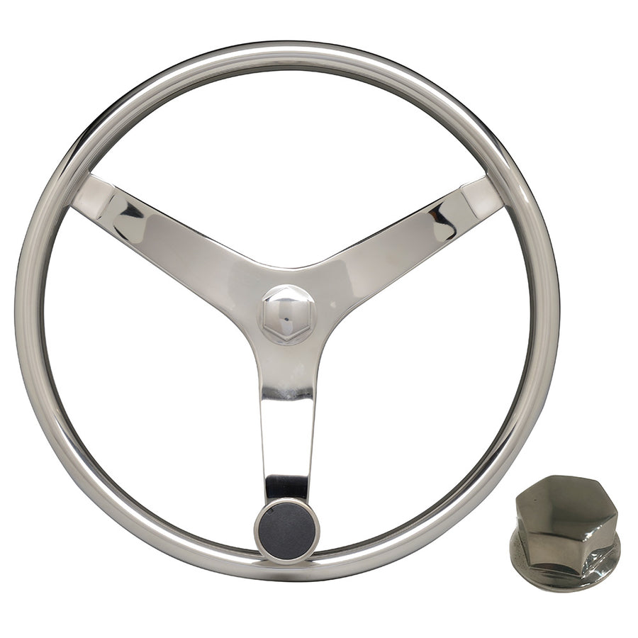 Uflex  V46  135 Stainless Steel Steering Wheel wSpeed Knob  Chrome Nut V46 KIT