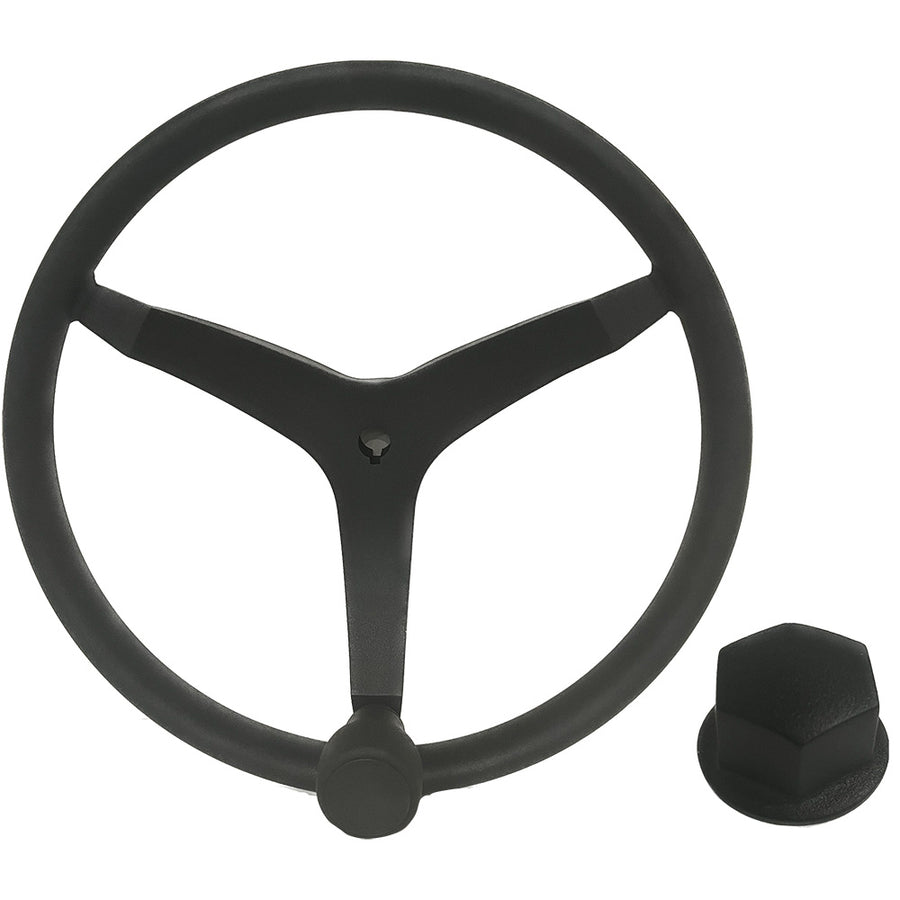 Uflex  V46  135 Stainless Steel Steering Wheel wSpeed Knob  Chrome Nut  Black V46B KIT