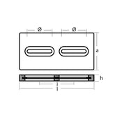 Tecnoseal Rectangular Zinc Plate Anode wInserts  12 x 6 x 1 TECDIVERSD