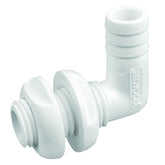 Attwood White Plastic 90 Degree ThruHull Connector  34 Inner Diameter 38773