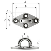 Wichard Diamond Pad Eye  Round  60mm Length 22364  M5 Screw 6644W