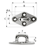 Wichard Diamond Pad Eye  Square  98mm Length 35564  M8 Screw 6656W